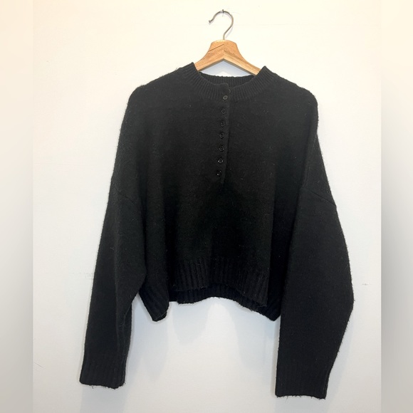Oak + Fort Oversized Black Knit Sweater Size Small - Picture 1 of 4